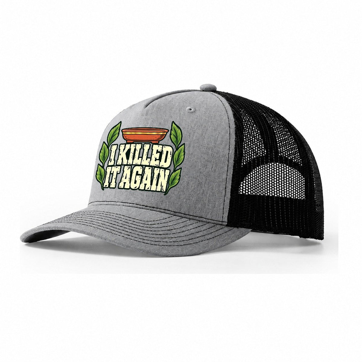 I Killed It Again Bonsai Trucker Hat – Sport Grey Black