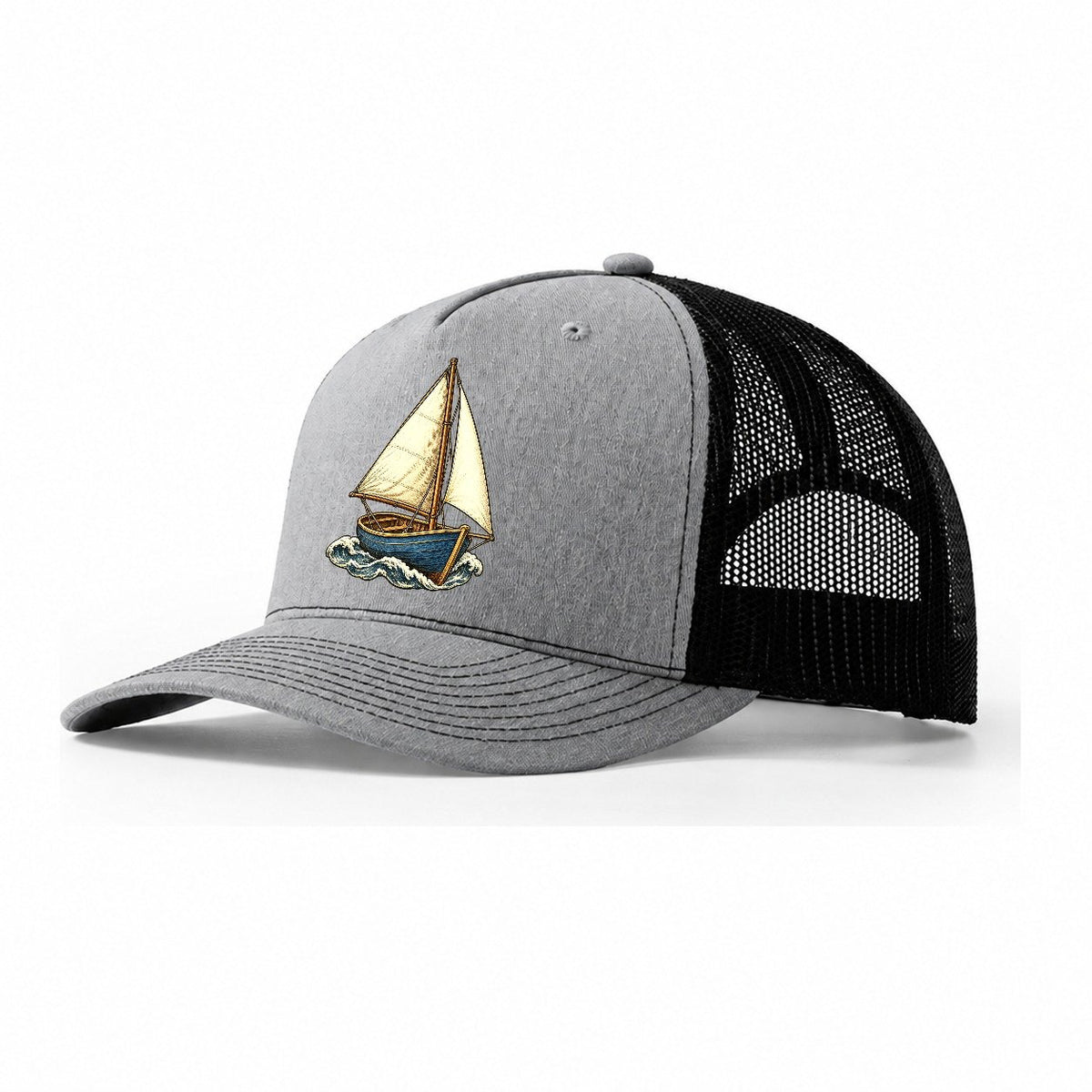 Small Sailboat Homeward Pastimes Companions Trucker Hat – Sport Grey Black