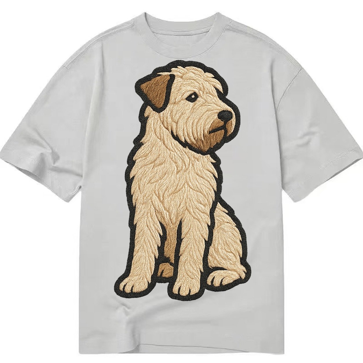 Soft Coated Wheaten Terrier Light Tan Flowing Coat Embroider Classic T-shirt – Grey
