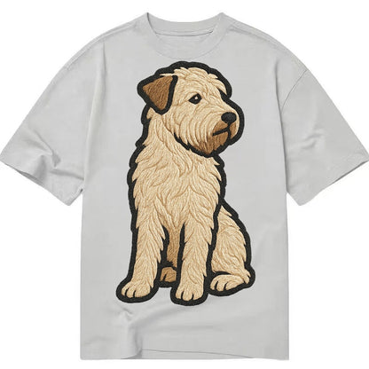 Soft Coated Wheaten Terrier Light Tan Flowing Coat Embroider Classic T-shirt – Grey