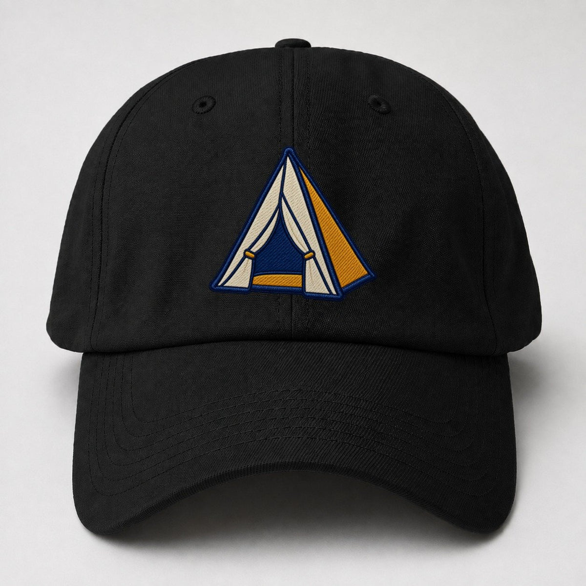 Dome Camping Tent Tiny Solo Marks Baseball Cap – Black