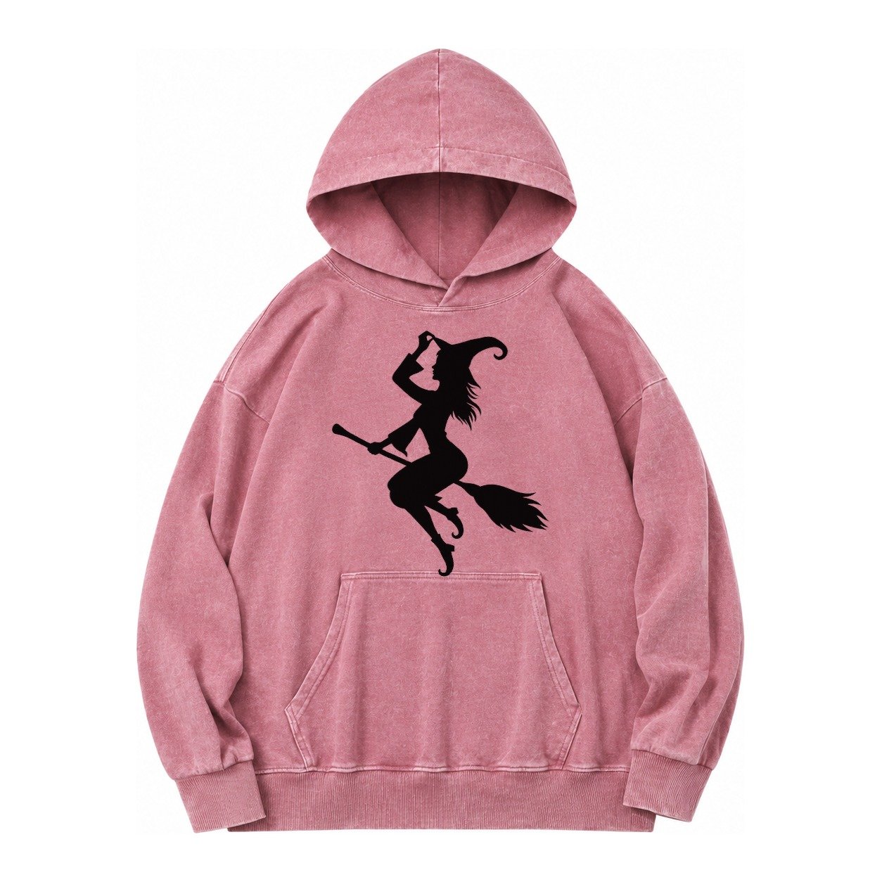 202308151409 Witch On Broom 4 Vintage Washed Hoodie – Dusty Rose