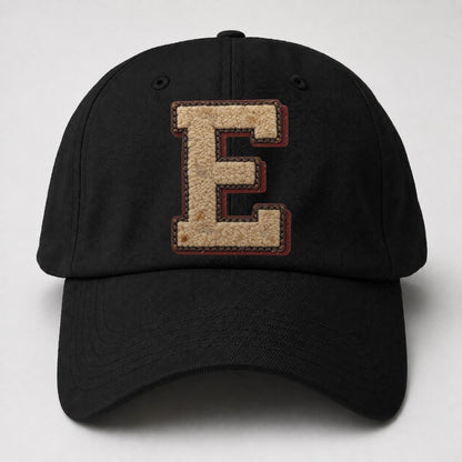 Varsity Chenille E Monogram Baseball Cap – Black