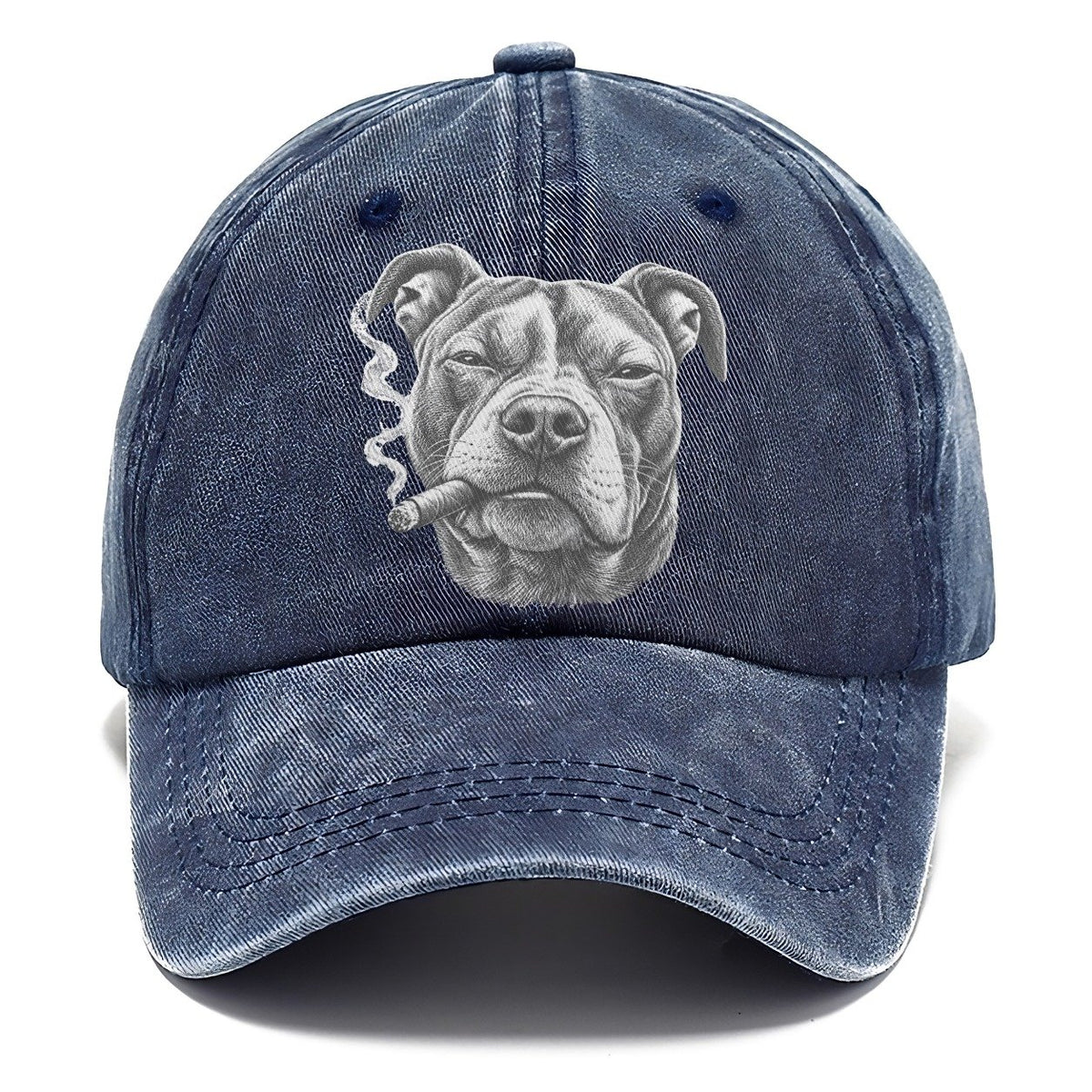 Pit Bull Terrier A Lit Cigar Smoking Dogs Smoking Dogs Portraits Classic Cap – Twilight Navy