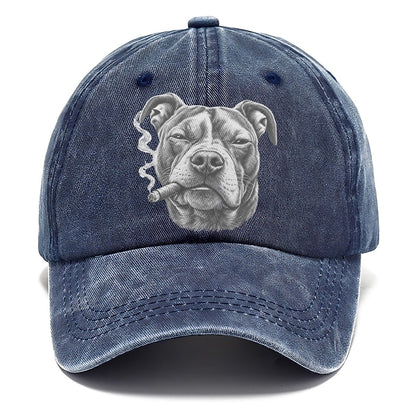 Pit Bull Terrier A Lit Cigar Smoking Dogs Smoking Dogs Portraits Classic Cap – Twilight Navy