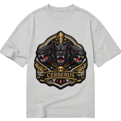 Embroidered Patch Design Cerberus Three Heads Triple Hound I Classic T-shirt – Grey