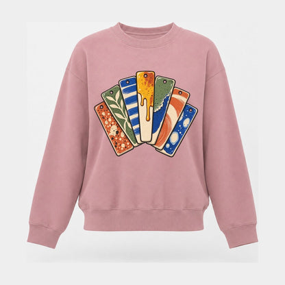 Glaze Test Fan Clay Color Makers Women's Crewneck Sweatshirt – Pink