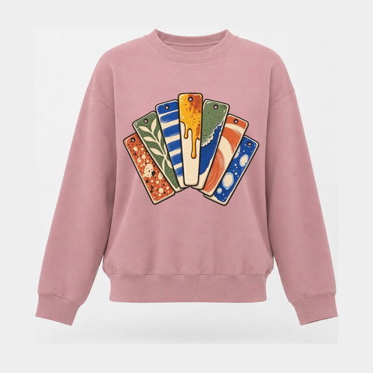 Glaze Test Fan Clay Color Makers Women's Crewneck Sweatshirt – Pink