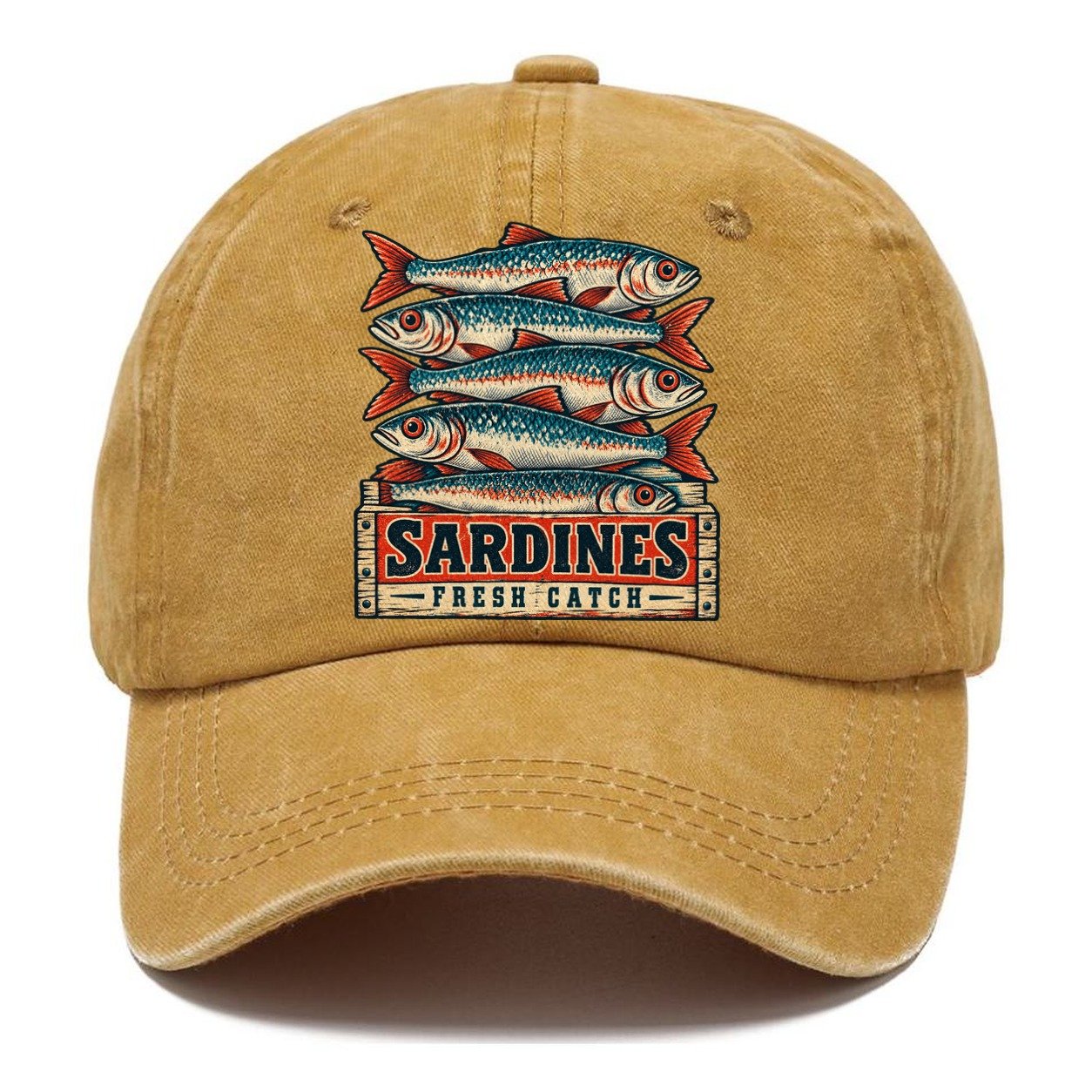 Sardine Crate Label Fishing Club Classic Cap – Golden Harvest