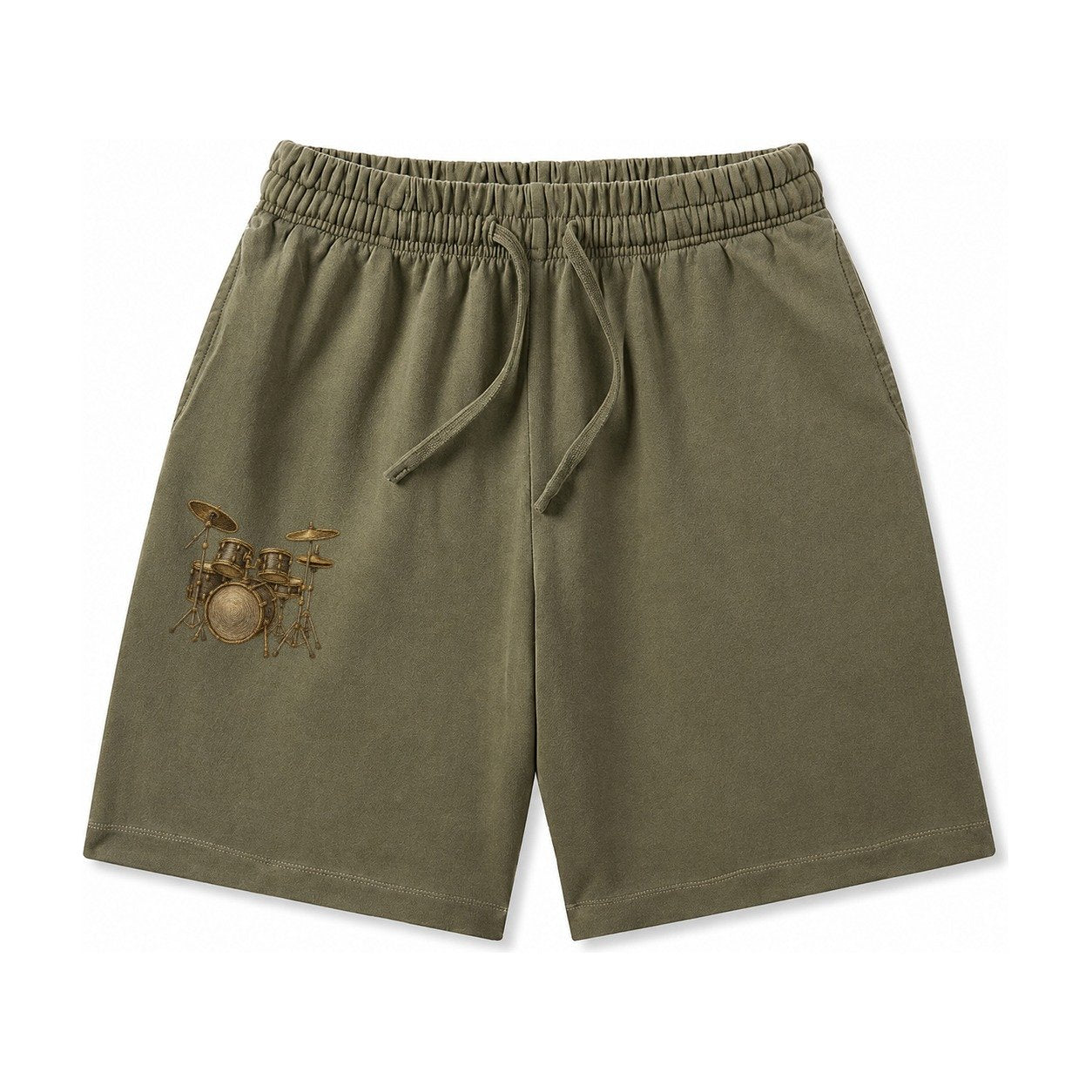 Drum Kit Washed Shorts – Army Green