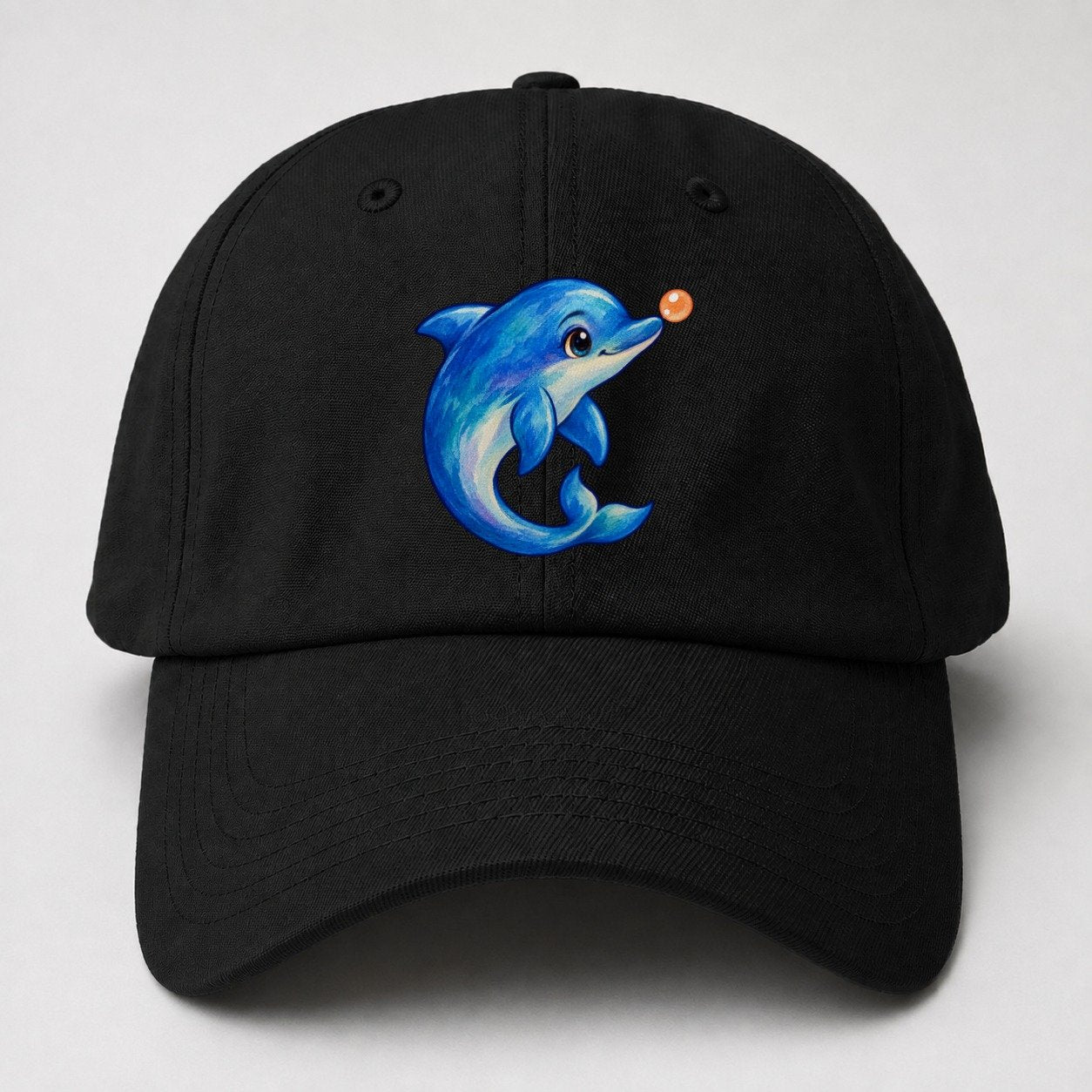 Dolphin Nose Boop Sea Sprite Baseball Cap – Black