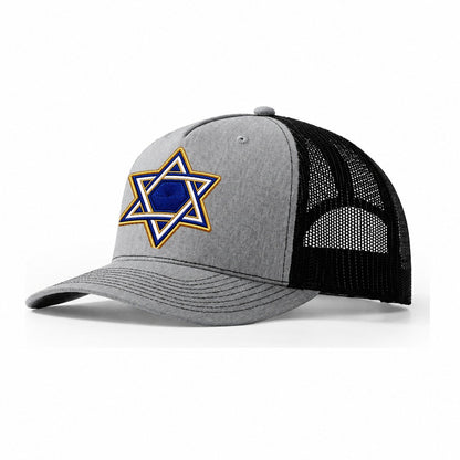 Star Of David Embroidered Patch Judaism Heritage Trucker Hat – Sport Grey Black
