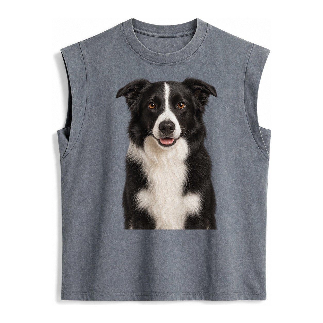 Border Collie Intelligent Companion Vintage Washed Tank – Grey