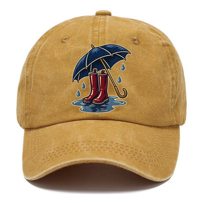 Rainy Day Umbrella And Wellington Boots Uk Culture Heritage Classic Cap – Golden Harvest