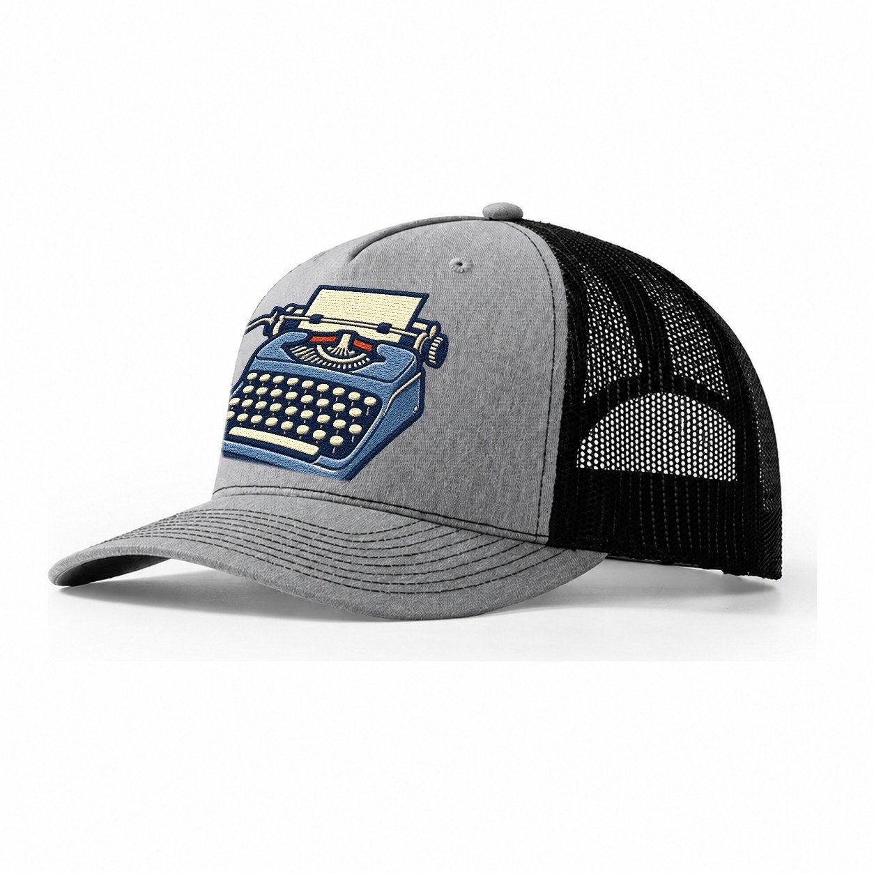 Manual Typewriter Tiny Solo Marks Trucker Hat – Sport Grey Black