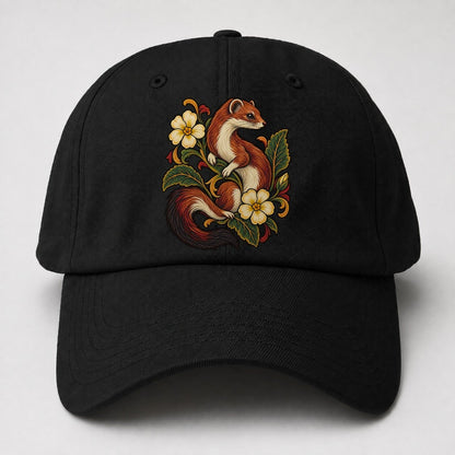 British Stoat And Primrose Uk Culture Heritage Baseball Cap – Black