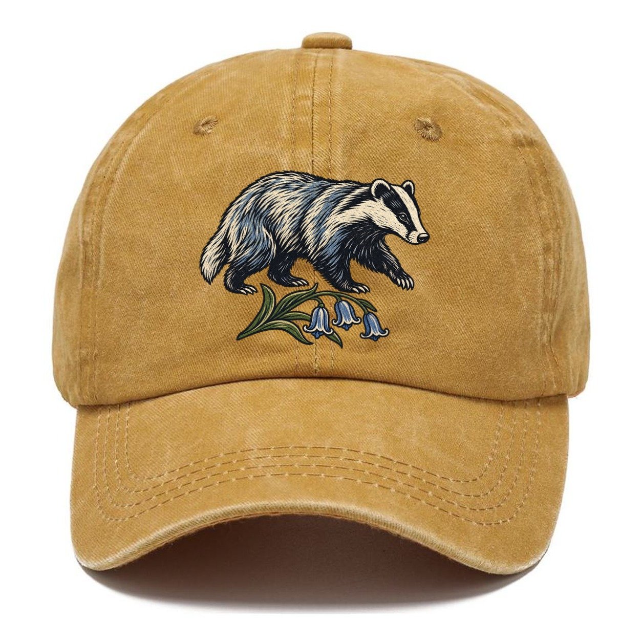 British Badger With Bluebell Sprig Uk Culture Heritage Classic Cap – Golden Harvest