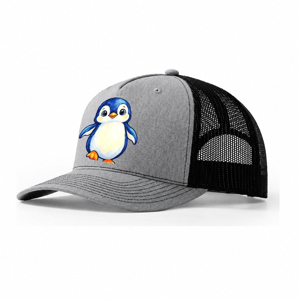 Penguin Front Waddle Sea Sprite Trucker Hat – Sport Grey Black