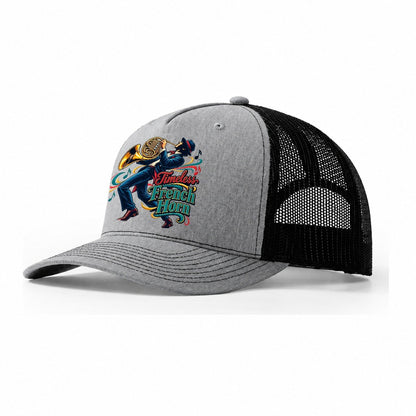 Timeless French Horn Music Instruments Trucker Hat – Sport Grey Black