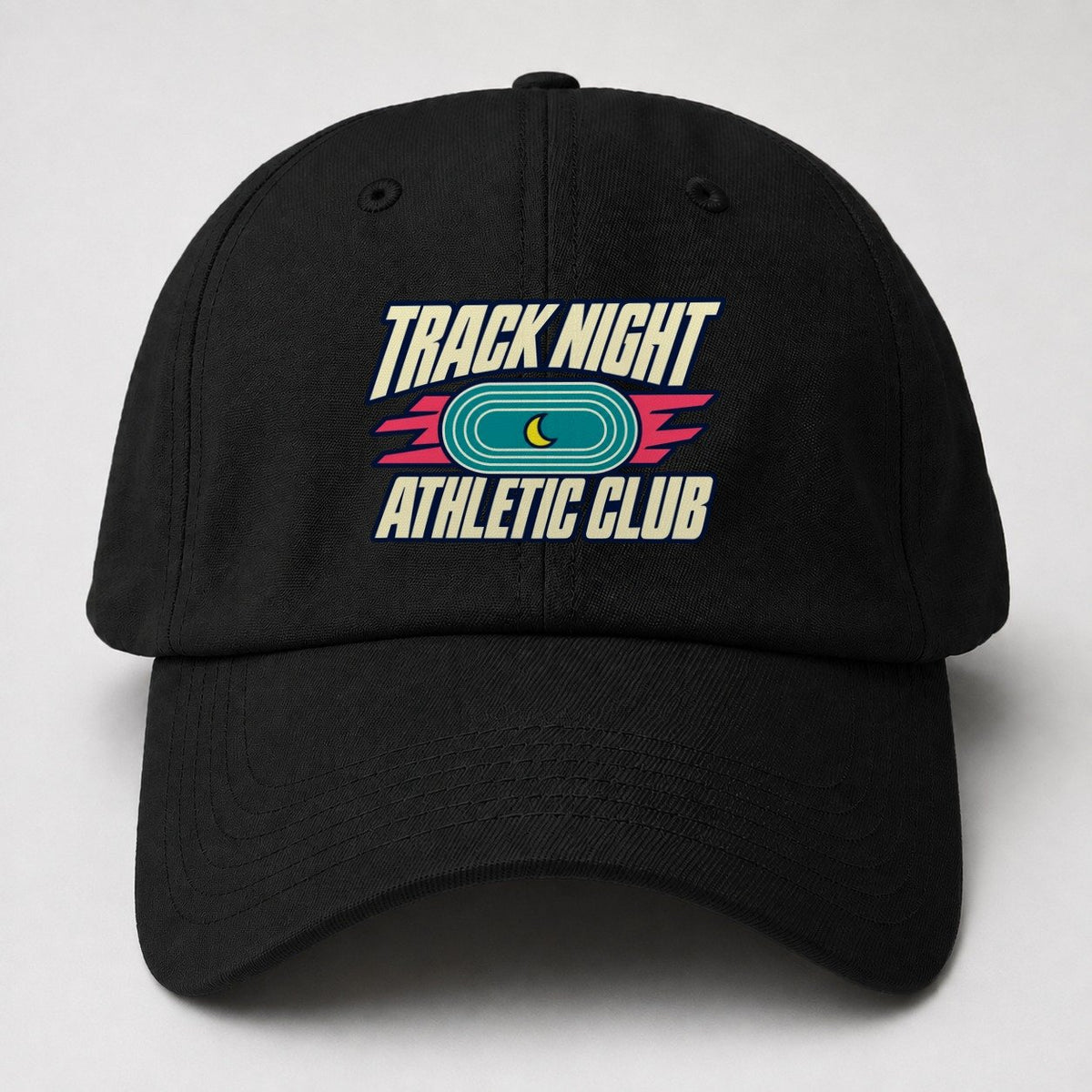 Track Night Athletic Club 90S Running Clubs Baseball Cap – Black