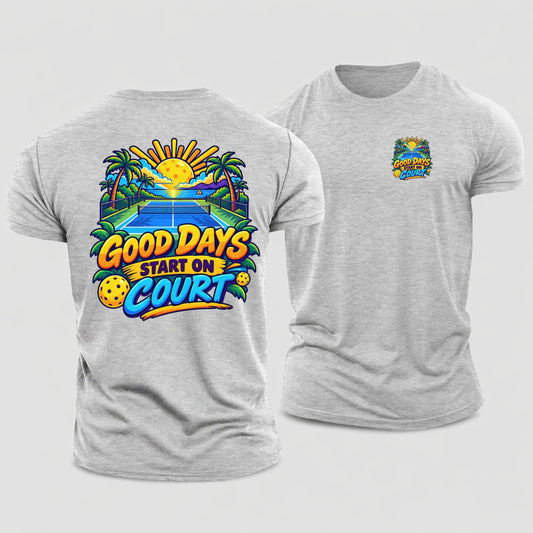 Good Days Start On Court Pickleball Life Cotton T-Shirt – Sport Grey
