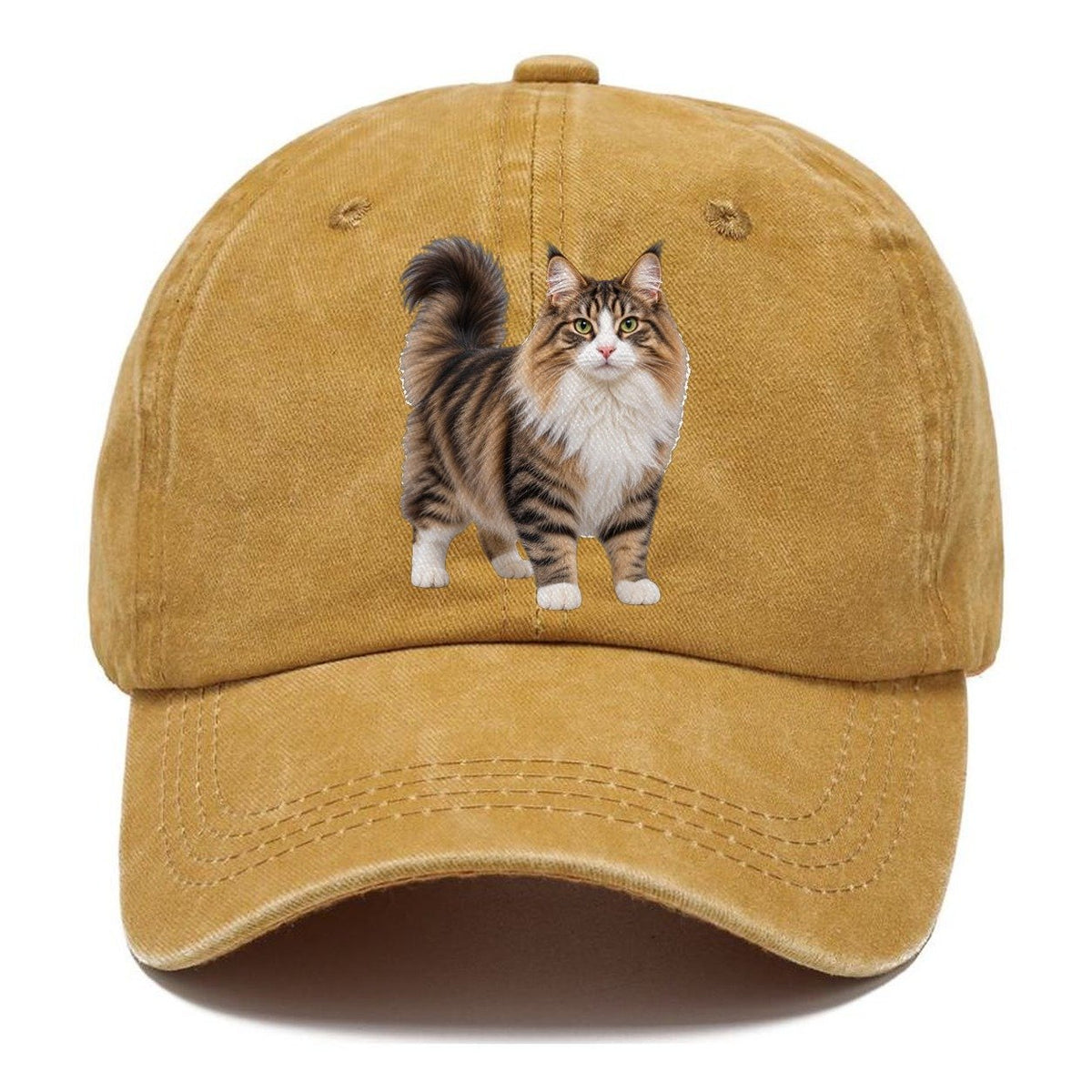 Norwegian Forest Cat Standing Three Quarter Realistic Cat Portrait Classic Cap – Golden Harvest