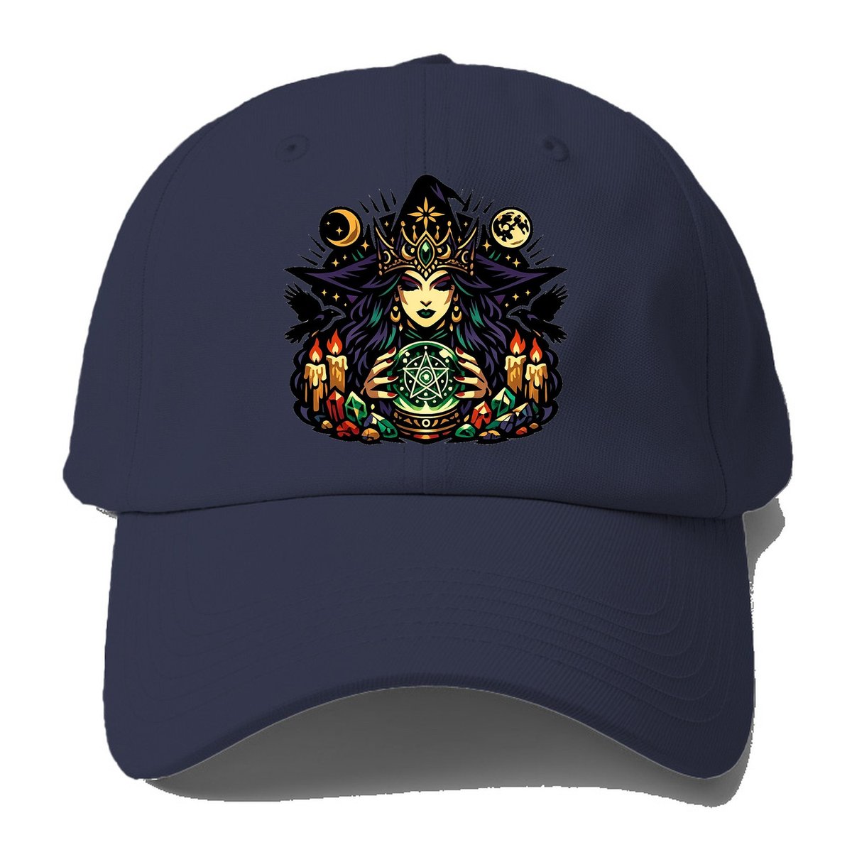 Mystic Witch Priestess Crystal Baseball Cap – Twilight Navy