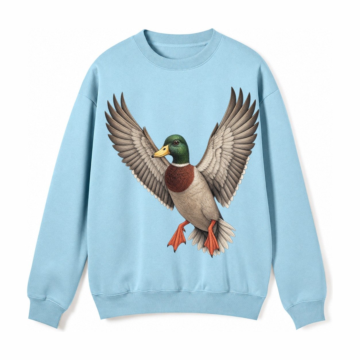 Mallard In Flight Fleece Sweatshirt – Light Blue
