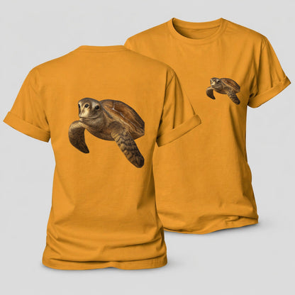 Sea Turtle Portrait Design Women's Cotton T-Shirt – Ginger Yellow