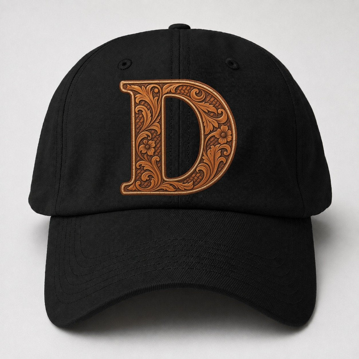 Tooled Leather D Monogram Baseball Cap – Black