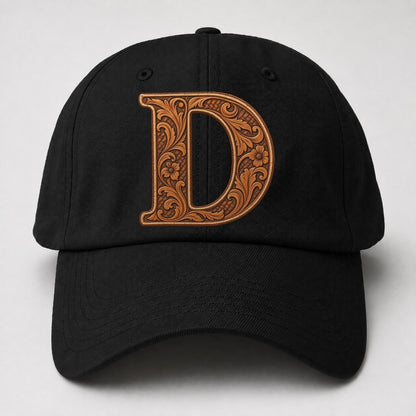 Tooled Leather D Monogram Baseball Cap – Black