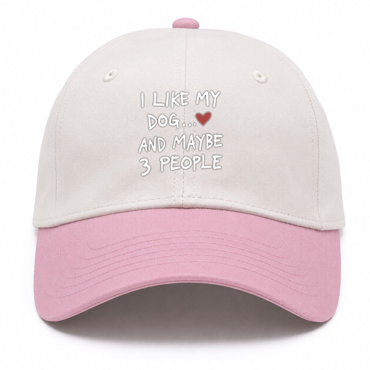 I Like My Dog And Maybe 3 People Two Tone Cap – Pink