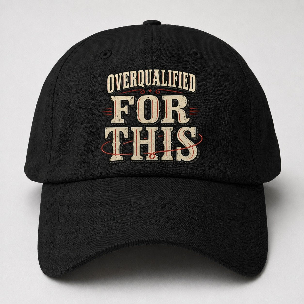 Overqualified For This American Wit Baseball Cap – Black
