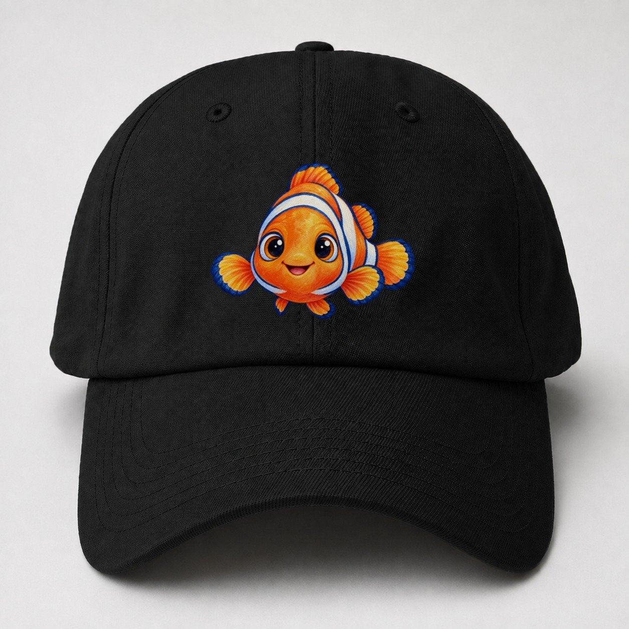 Clownfish Symmetric Hello Sea Sprite Baseball Cap – Black