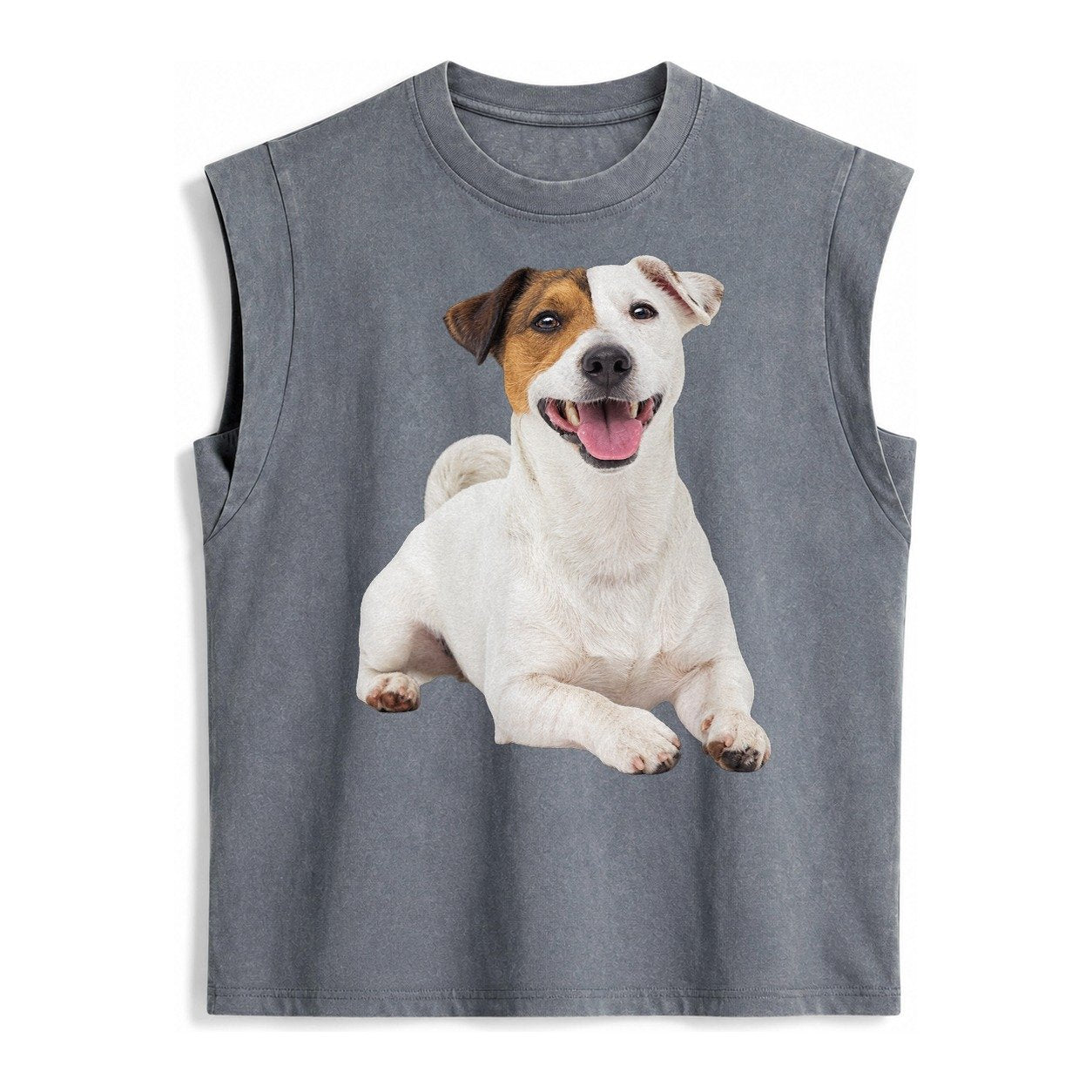 Jack Russell Terrier Dog Vintage Washed Tank – Grey