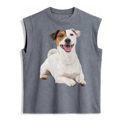 Jack Russell Terrier Dog Vintage Washed Tank – Grey