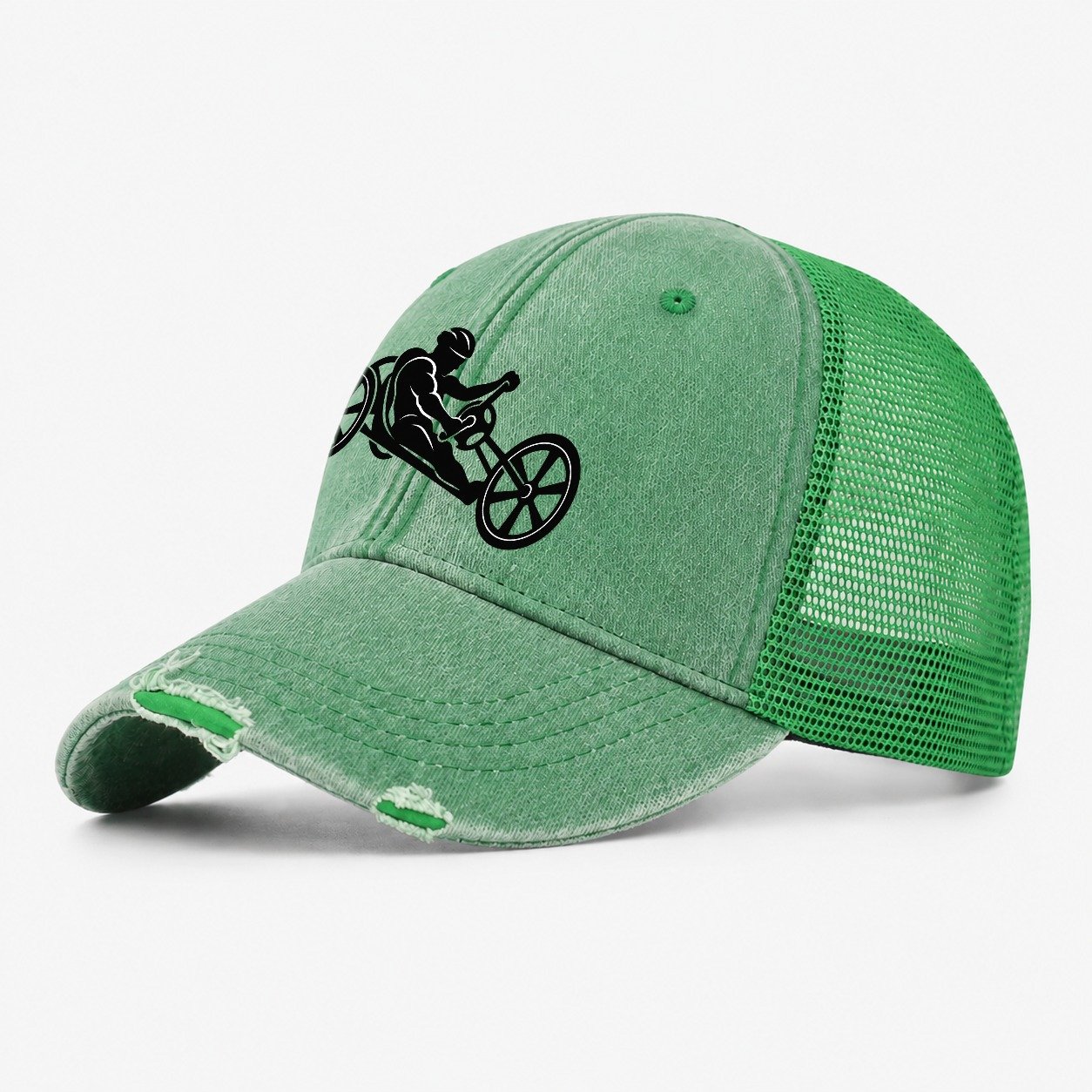 Handcycle Racer Cycling Life Washed Trucker Hat – Ink Green