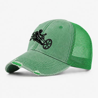 Handcycle Racer Cycling Life Washed Trucker Hat – Ink Green