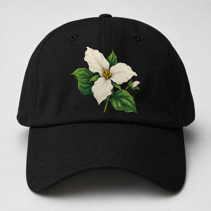 Ontario White Trillium Bloom Canada Cultural Icons Baseball Cap – Black