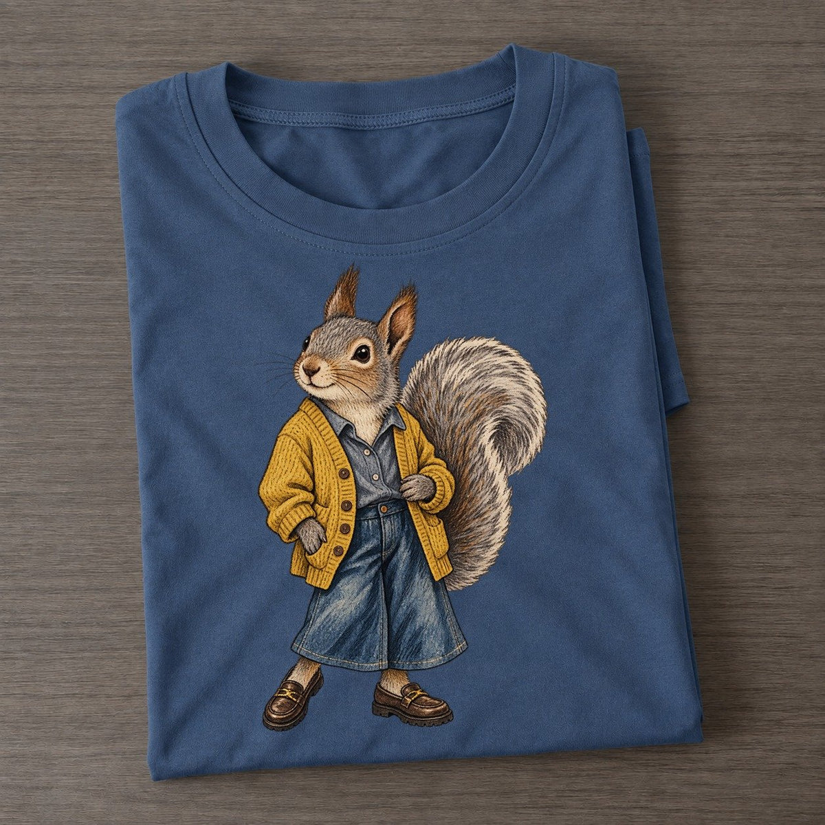 Gray Squirrel Wardrobe Portrait Wild Wardrobe Portraits Classic T-shirt – Twilight Navy