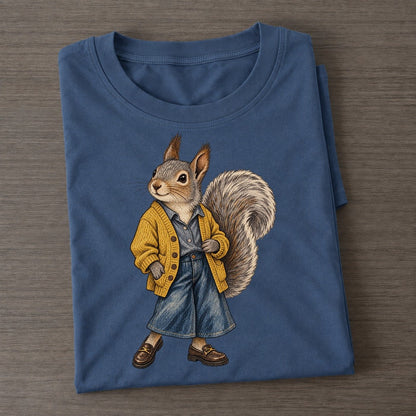Gray Squirrel Wardrobe Portrait Wild Wardrobe Portraits Classic T-shirt – Twilight Navy