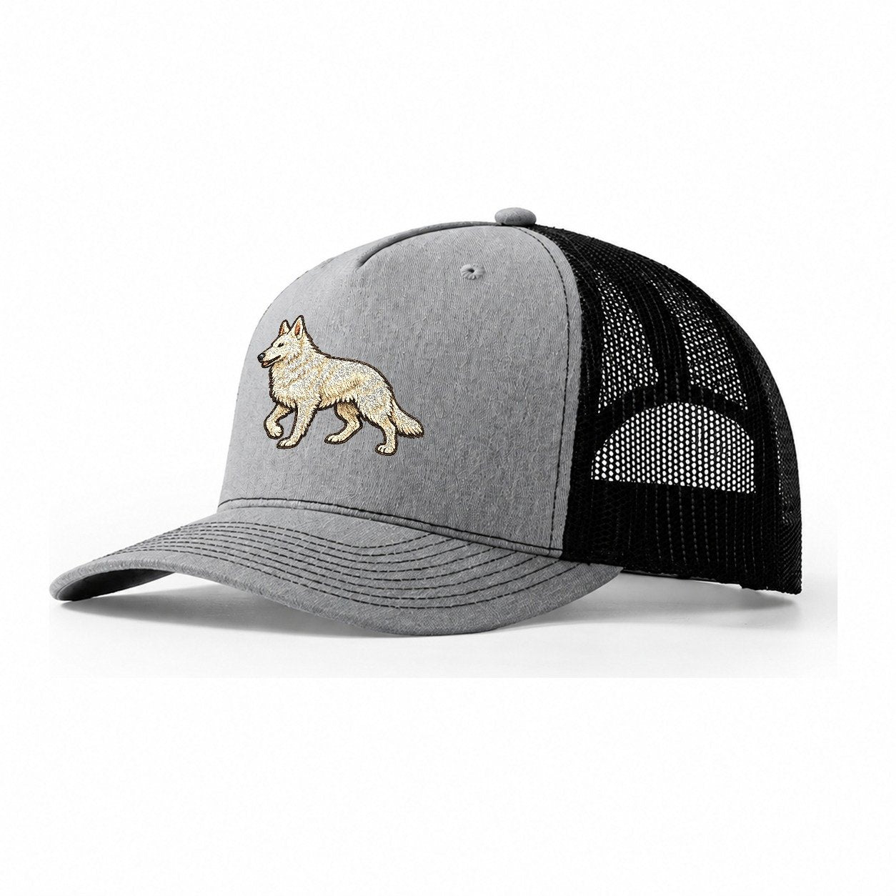 German Shepherd Logo Trucker Hat – Sport Grey Black