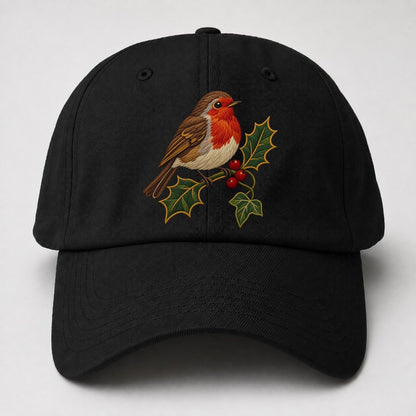 British Robin Holly And Ivy Uk Culture Heritage Baseball Cap – Black