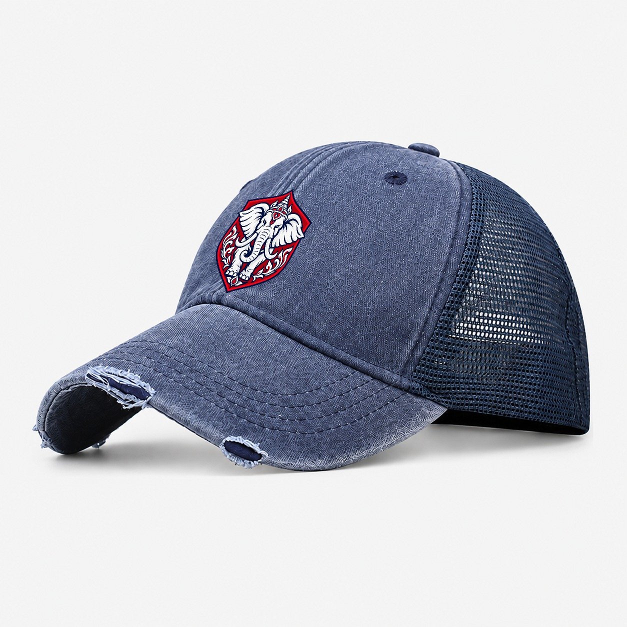 Thailand Minimal Emblem Country Logos Washed Trucker Hat – Navy