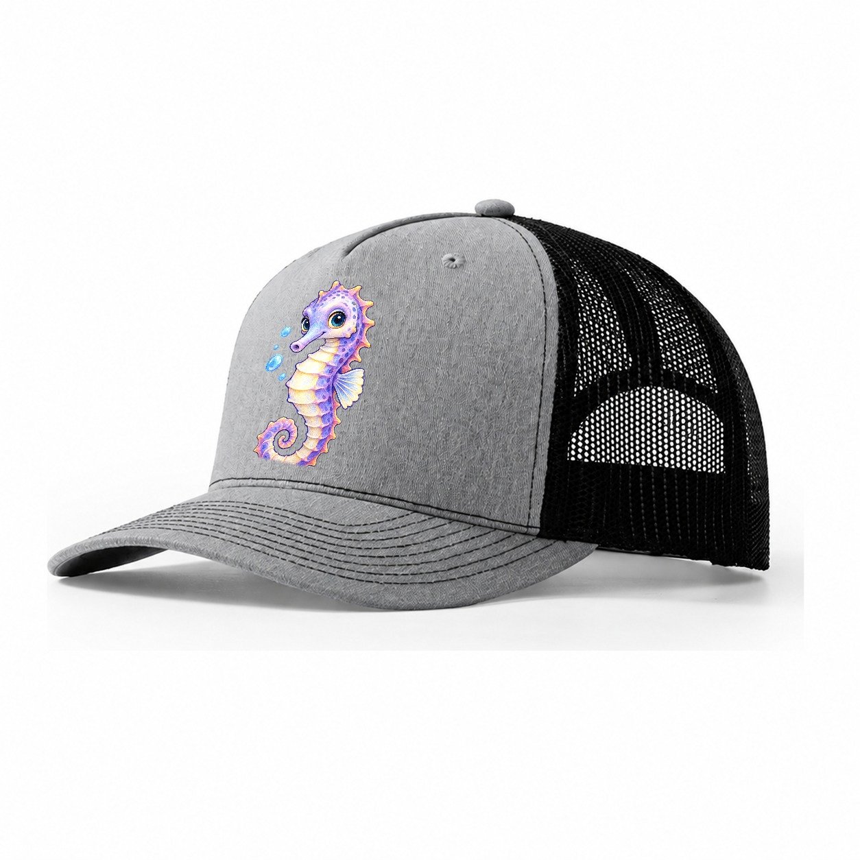 Seahorse Three Quarter Drift Sea Sprite Trucker Hat – Sport Grey Black