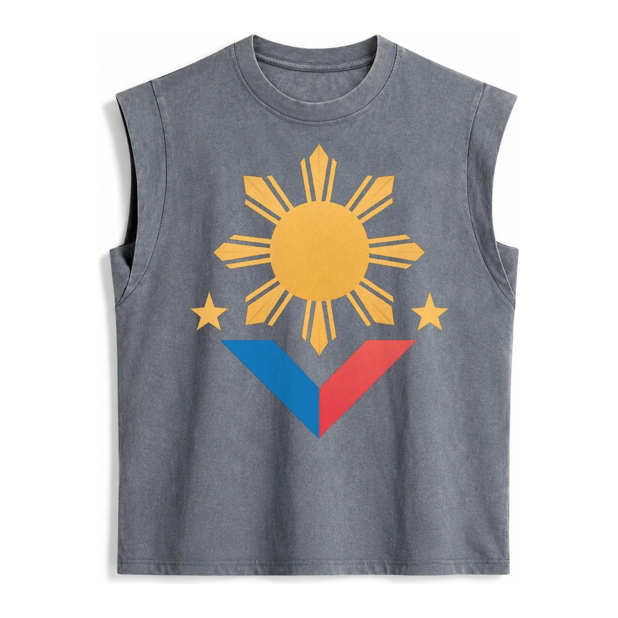 Philippines Flag Sun And Vintage Washed Tank – Grey