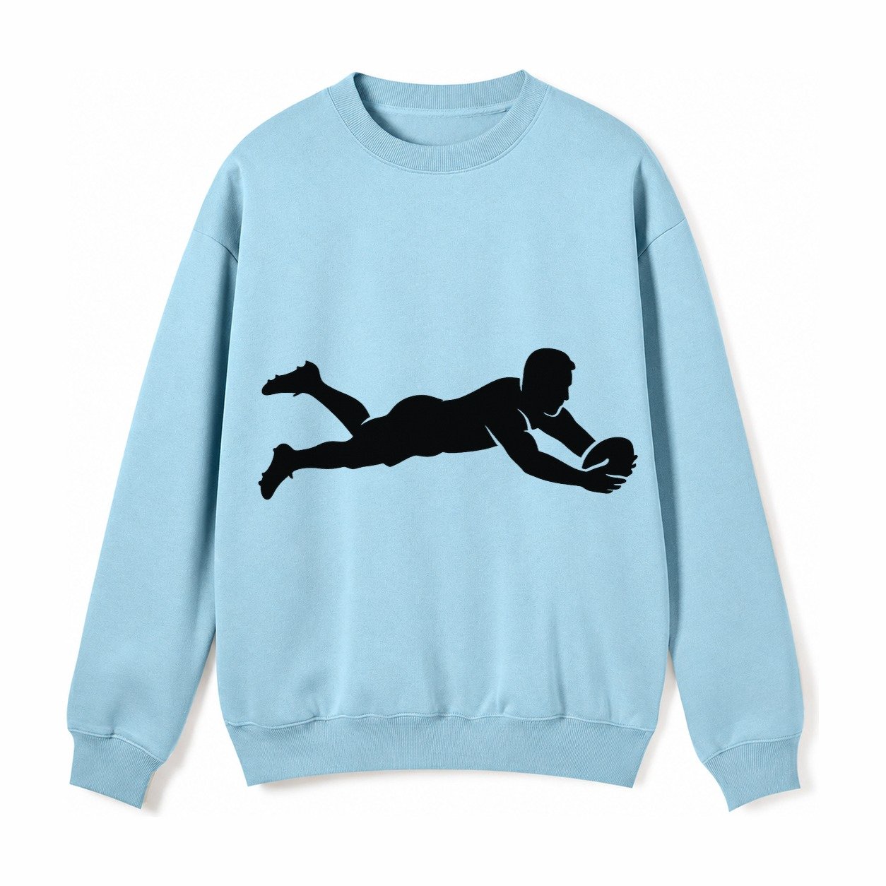 Rugby Player Diving For Try Fleece Sweatshirt – Light Blue
