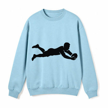 Rugby Player Diving For Try Fleece Sweatshirt – Light Blue