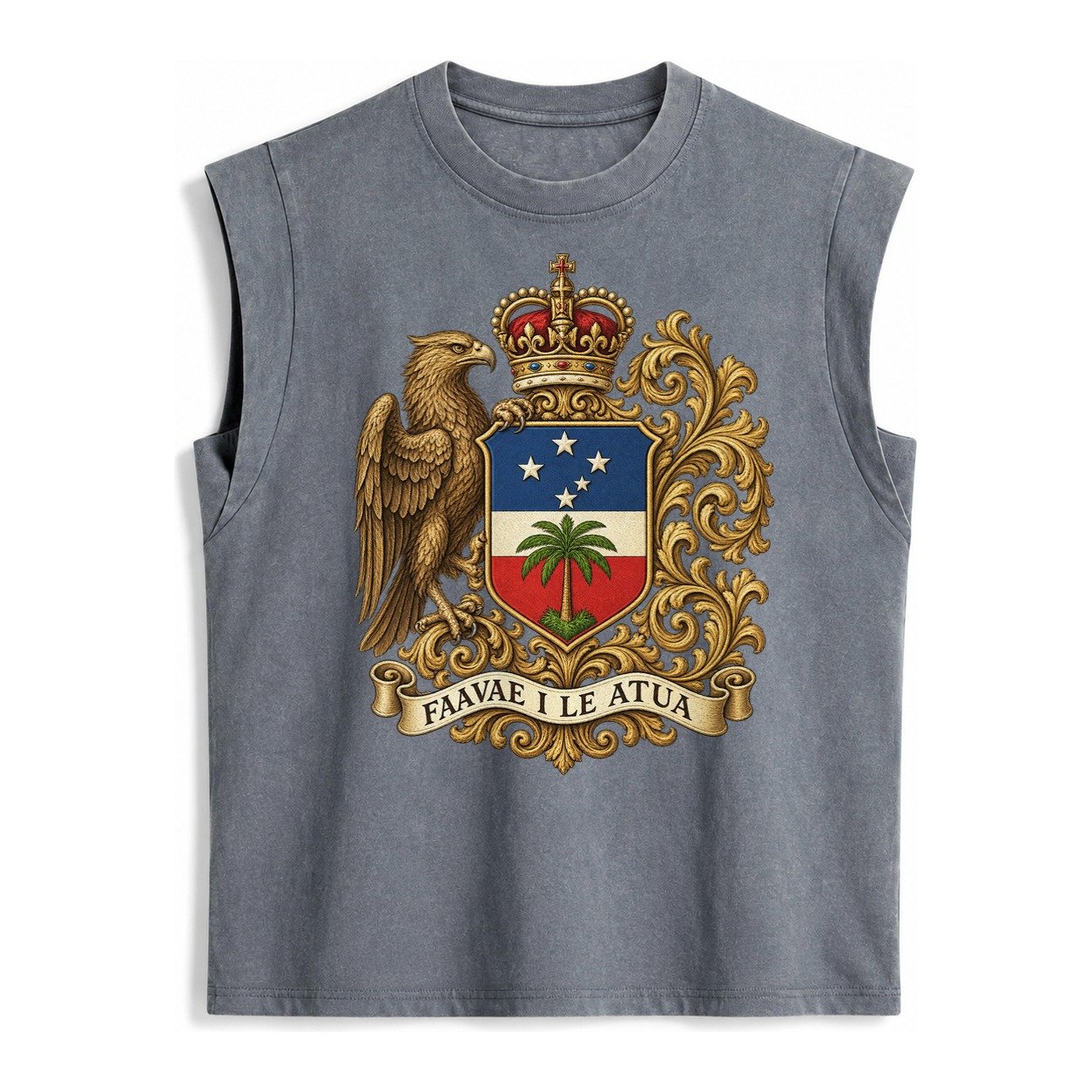 South Africa Springbok Emblem Springbok With Protea Green Go Vintage Washed Tank – Grey