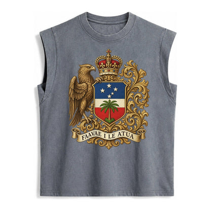 South Africa Springbok Emblem Springbok With Protea Green Go Vintage Washed Tank – Grey